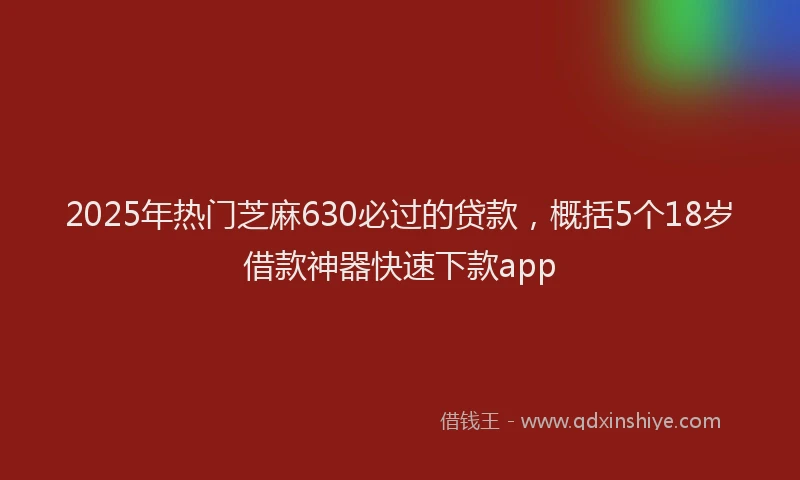 2025年热门芝麻630必过的贷款，概括5个18岁借款神器快速下款app