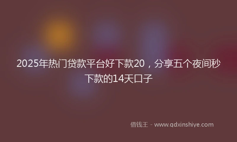 2025年热门贷款平台好下款20，分享五个夜间秒下款的14天口子