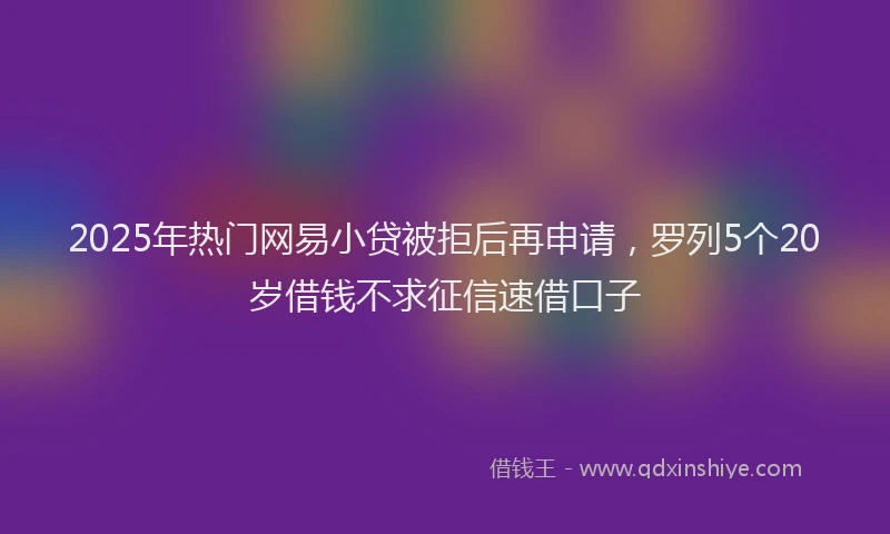2025年热门网易小贷被拒后再申请，罗列5个20岁借钱不求征信速借口子