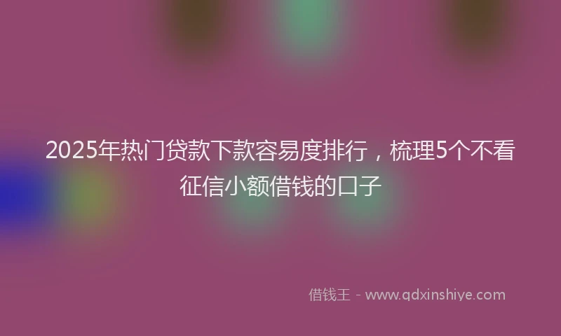 2025年热门贷款下款容易度排行，梳理5个不看征信小额借钱的口子