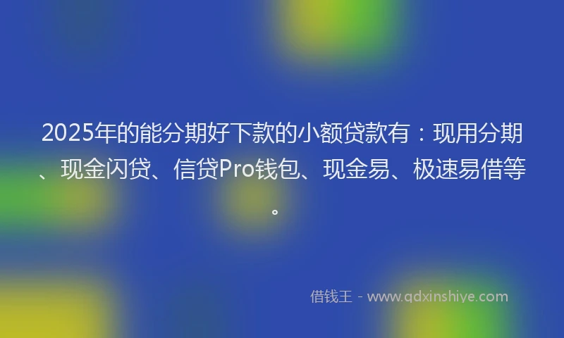 2025年的能分期好下款的小额贷款有：现用分期、现金闪贷、信贷Pro钱包、现金易、极速易借等。