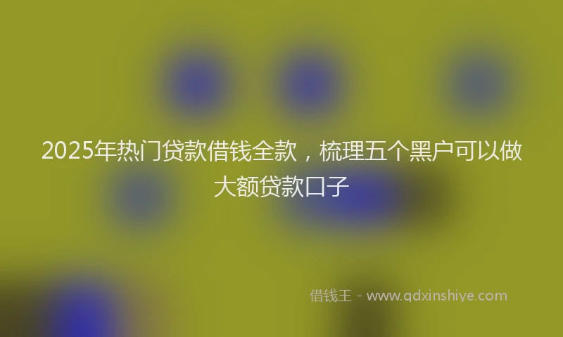 2025年热门贷款借钱全款，梳理五个黑户可以做大额贷款口子