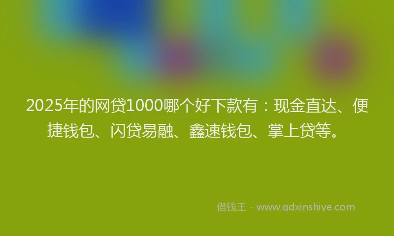 2025年的网贷1000哪个好下款有：现金直达、便捷钱包、闪贷易融、鑫速钱包、掌上贷等。