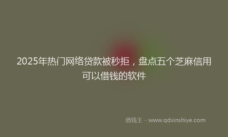 2025年热门网络贷款被秒拒，盘点五个芝麻信用可以借钱的软件