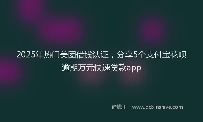 2025年热门美团借钱认证，分享5个支付宝花呗逾期万元快速贷款app