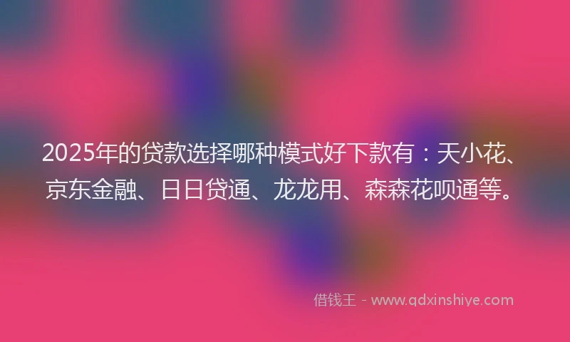 2025年的贷款选择哪种模式好下款有：天小花、京东金融、日日贷通、龙龙用、森森花呗通等。