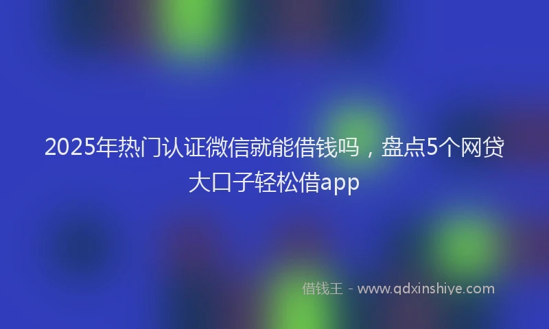 2025年热门认证微信就能借钱吗，盘点5个网贷大口子轻松借app