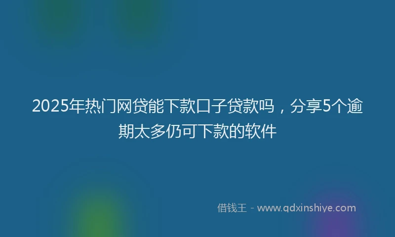 2025年热门网贷能下款口子贷款吗，分享5个逾期太多仍可下款的软件