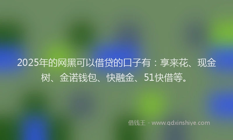 2025年的网黑可以借贷的口子有：享来花、现金树、金诺钱包、快融金、51快借等。
