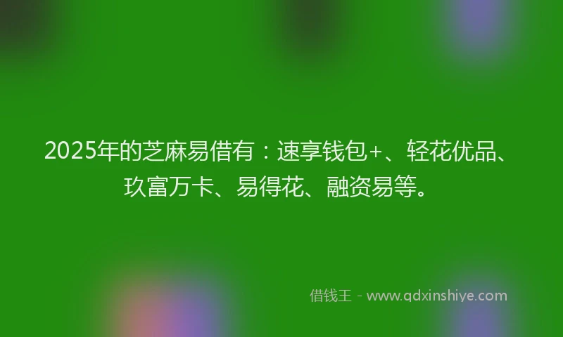 2025年的芝麻易借有：速享钱包+、轻花优品、玖富万卡、易得花、融资易等。
