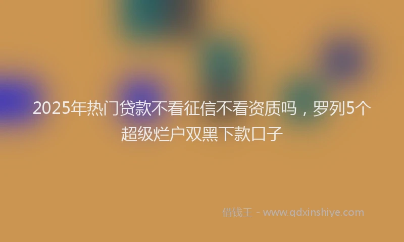 2025年热门贷款不看征信不看资质吗，罗列5个超级烂户双黑下款口子