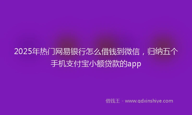 2025年热门网易银行怎么借钱到微信，归纳五个手机支付宝小额贷款的app