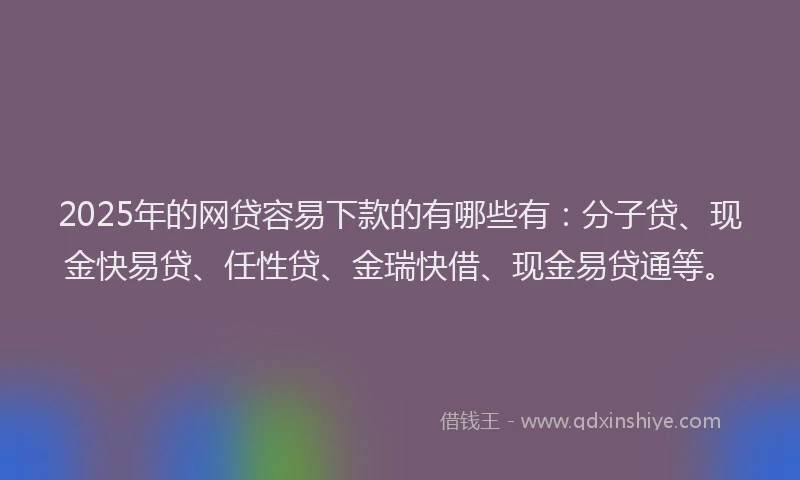 2025年的网贷容易下款的有哪些有：分子贷、现金快易贷、任性贷、金瑞快借、现金易贷通等。