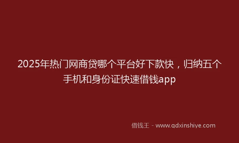 2025年热门网商贷哪个平台好下款快，归纳五个手机和身份证快速借钱app