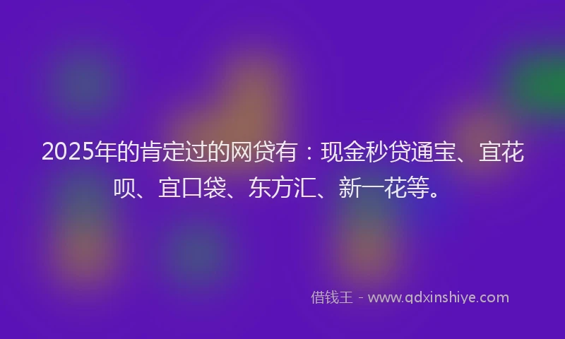 2025年的肯定过的网贷有：现金秒贷通宝、宜花呗、宜口袋、东方汇、新一花等。