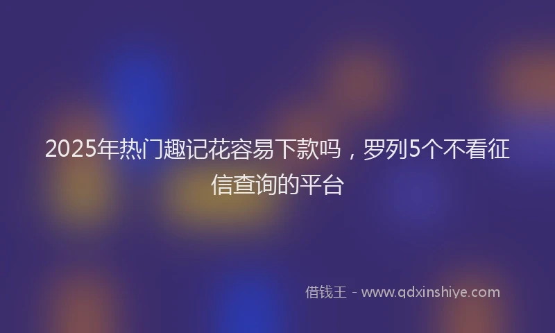 2025年热门趣记花容易下款吗，罗列5个不看征信查询的平台