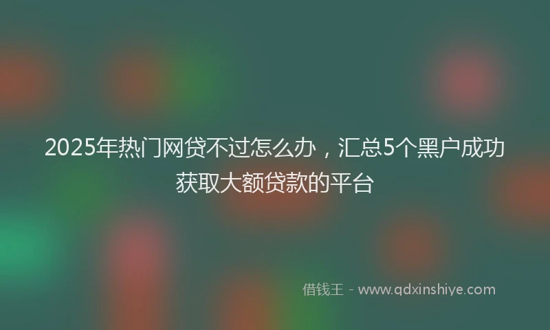 2025年热门网贷不过怎么办，汇总5个黑户成功获取大额贷款的平台