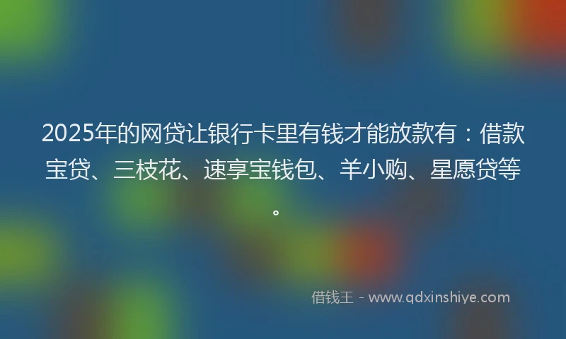 2025年的网贷让银行卡里有钱才能放款有：借款宝贷、三枝花、速享宝钱包、羊小购、星愿贷等。