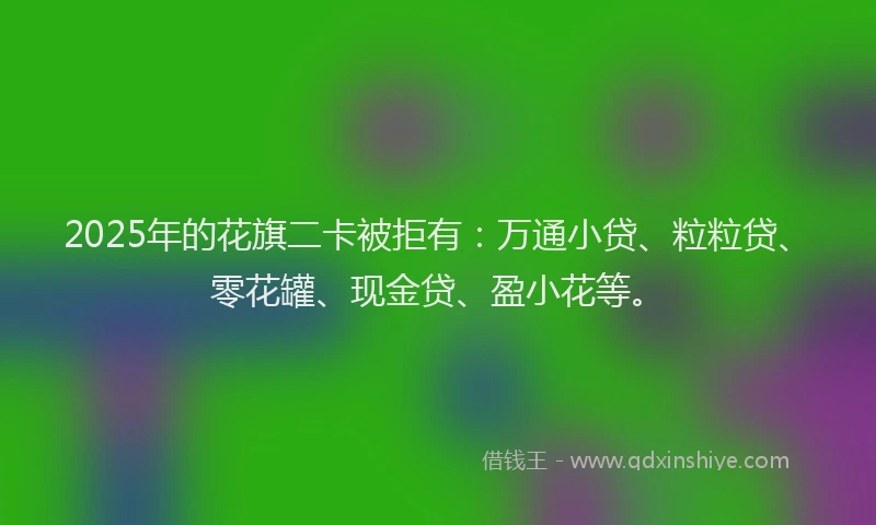 2025年的花旗二卡被拒有：万通小贷、粒粒贷、零花罐、现金贷、盈小花等。