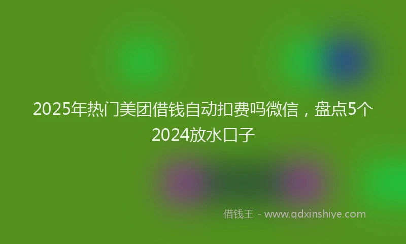 2025年热门美团借钱自动扣费吗微信，盘点5个2024放水口子