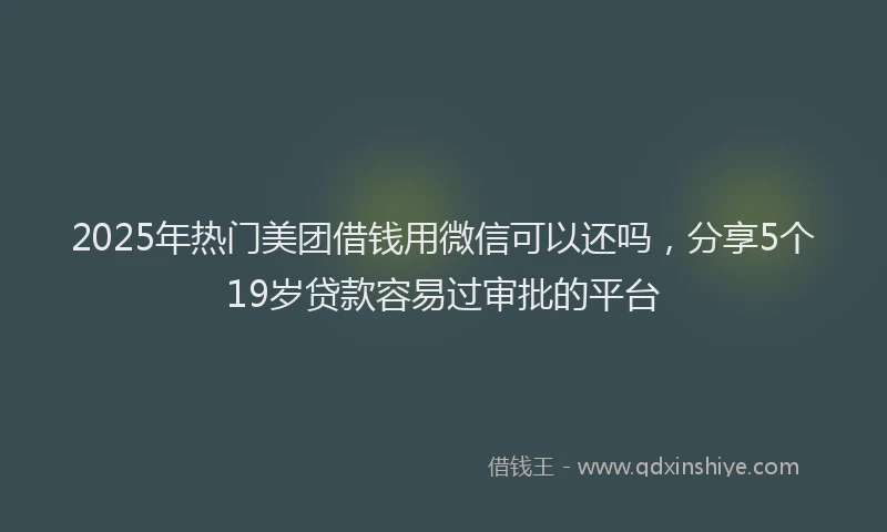 2025年热门美团借钱用微信可以还吗，分享5个19岁贷款容易过审批的平台
