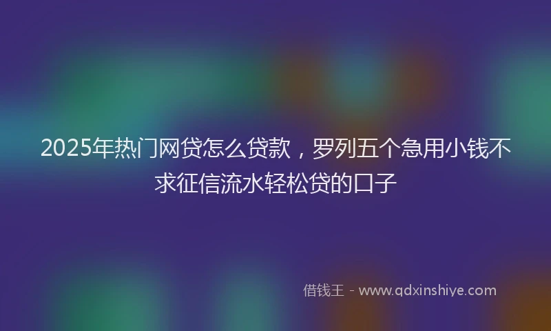 2025年热门网贷怎么贷款，罗列五个急用小钱不求征信流水轻松贷的口子