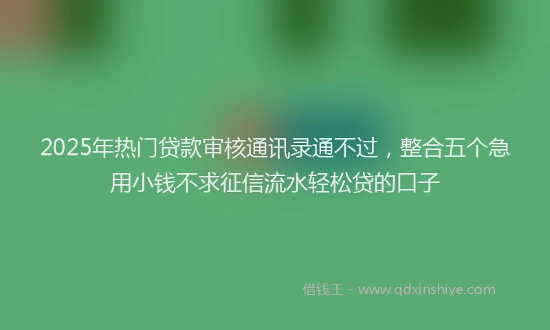 2025年热门贷款审核通讯录通不过，整合五个急用小钱不求征信流水轻松贷的口子