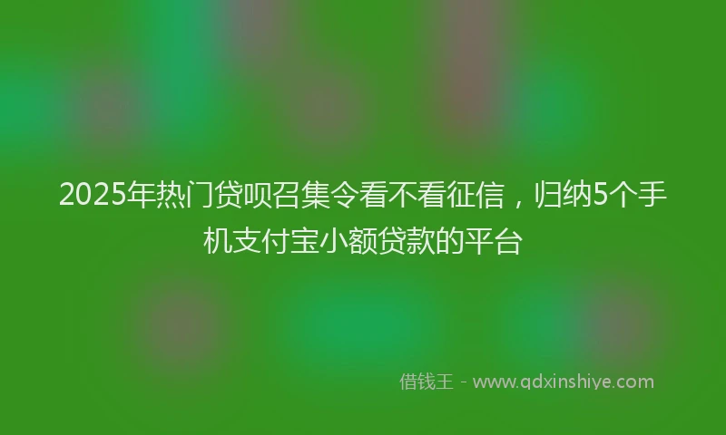 2025年热门贷呗召集令看不看征信，归纳5个手机支付宝小额贷款的平台