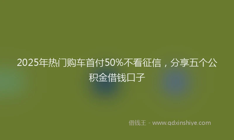 2025年热门购车首付50%不看征信，分享五个公积金借钱口子