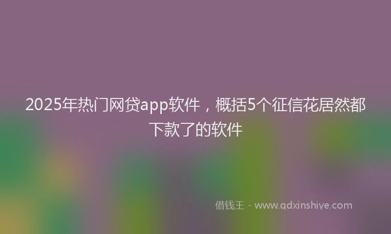 2025年热门网贷app软件，概括5个征信花居然都下款了的软件