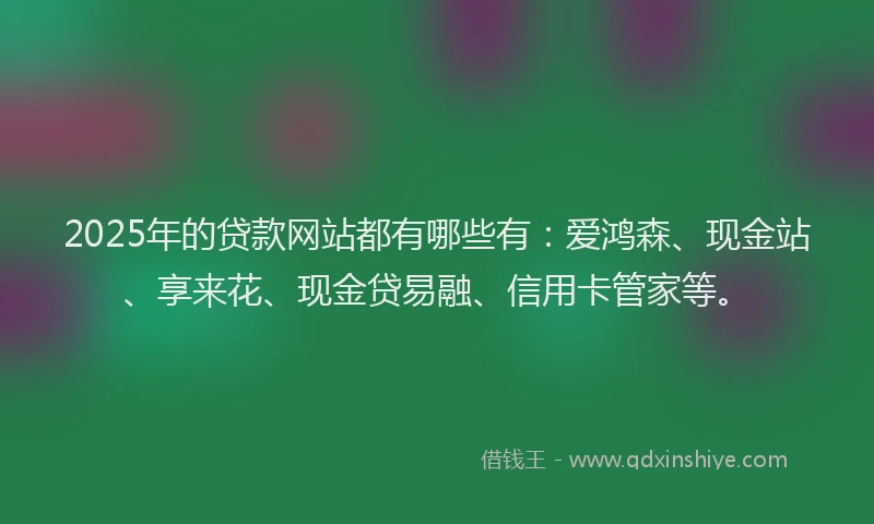 2025年的贷款网站都有哪些有：爱鸿森、现金站、享来花、现金贷易融、信用卡管家等。
