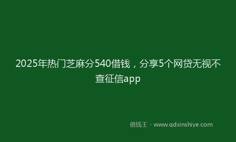 2025年热门芝麻分540借钱，分享5个网贷无视不查征信app