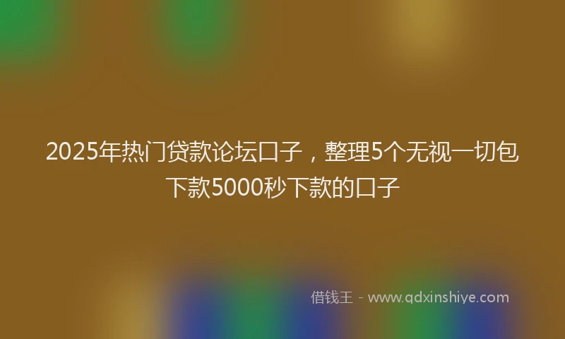 2025年热门贷款论坛口子，整理5个无视一切包下款5000秒下款的口子