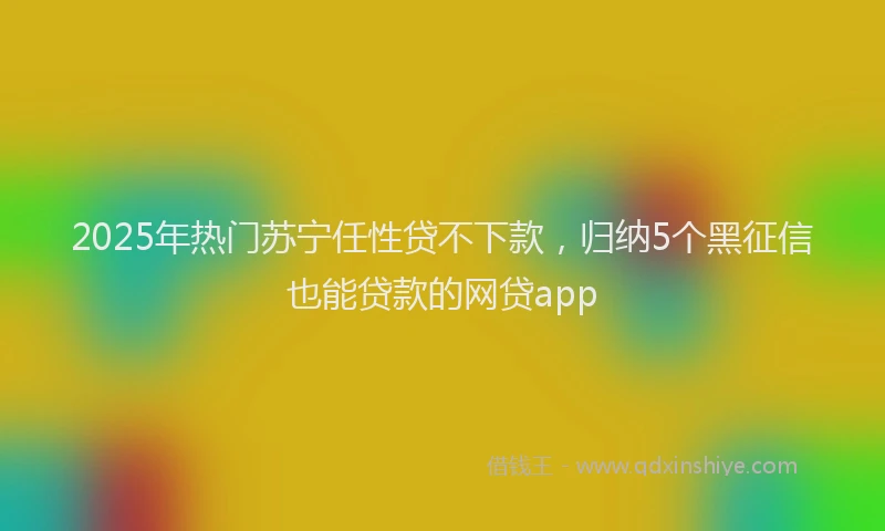 2025年热门苏宁任性贷不下款，归纳5个黑征信也能贷款的网贷app