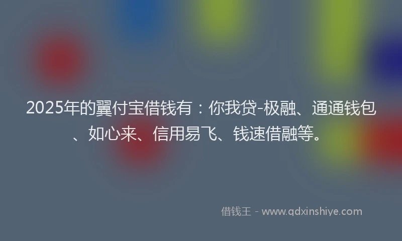 2025年的翼付宝借钱有：你我贷-极融、通通钱包、如心来、信用易飞、钱速借融等。