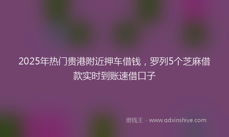 2025年热门贵港附近押车借钱，罗列5个芝麻借款实时到账速借口子