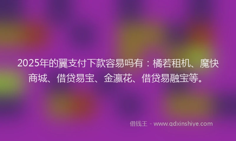 2025年的翼支付下款容易吗有：橘若租机、魔快商城、借贷易宝、金瀛花、借贷易融宝等。
