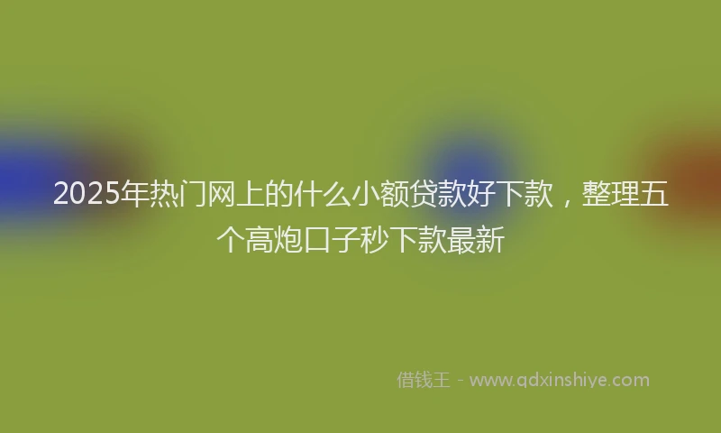 2025年热门网上的什么小额贷款好下款，整理五个高炮口子秒下款最新