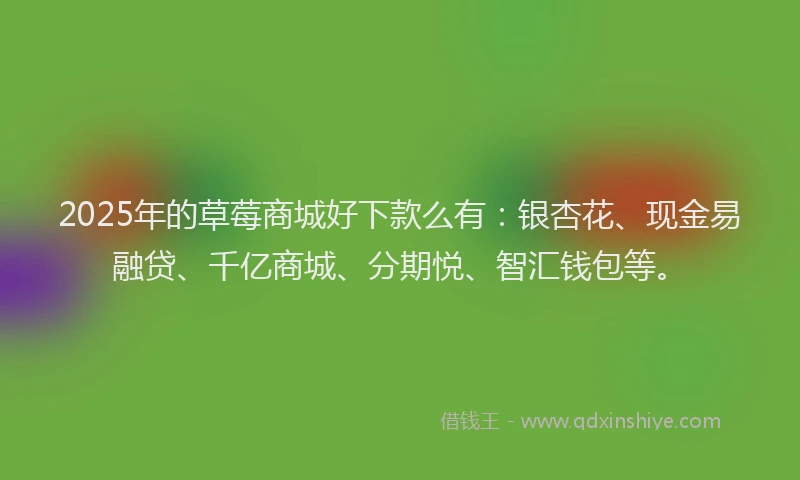 2025年的草莓商城好下款么有：银杏花、现金易融贷、千亿商城、分期悦、智汇钱包等。