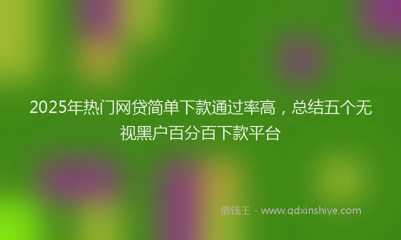 2025年热门网贷简单下款通过率高，总结五个无视黑户百分百下款平台