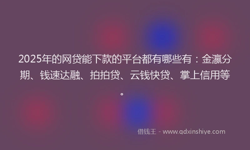 2025年的网贷能下款的平台都有哪些有：金瀛分期、钱速达融、拍拍贷、云钱快贷、掌上信用等。