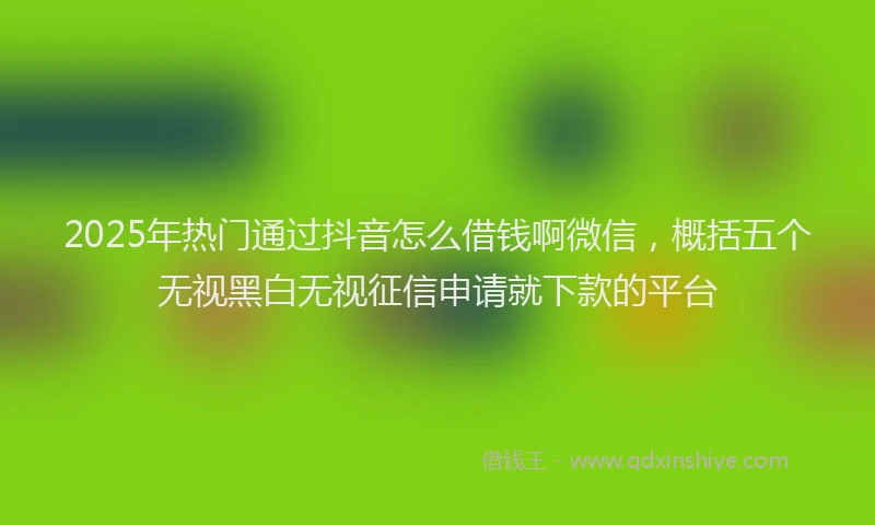 2025年热门通过抖音怎么借钱啊微信，概括五个无视黑白无视征信申请就下款的平台