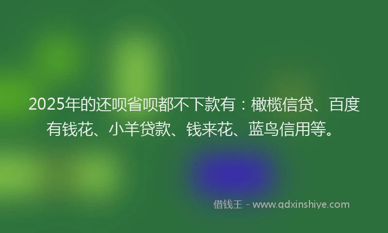 2025年的还呗省呗都不下款有：橄榄信贷、百度有钱花、小羊贷款、钱来花、蓝鸟信用等。
