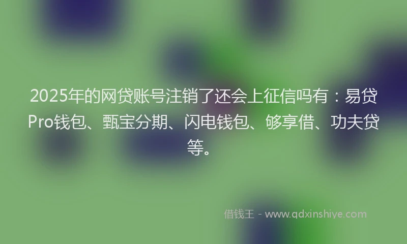 2025年的网贷账号注销了还会上征信吗有：易贷Pro钱包、甄宝分期、闪电钱包、够享借、功夫贷等。
