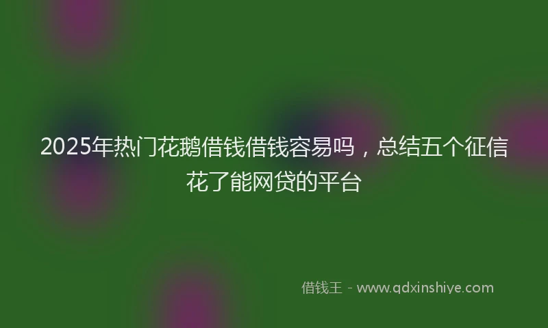 2025年热门花鹅借钱借钱容易吗，总结五个征信花了能网贷的平台