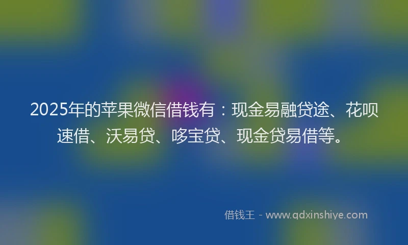 2025年的苹果微信借钱有：现金易融贷途、花呗速借、沃易贷、哆宝贷、现金贷易借等。