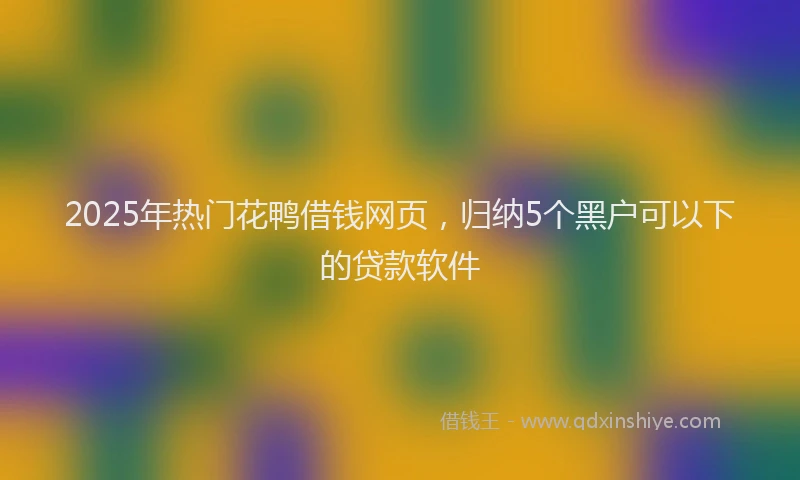 2025年热门花鸭借钱网页，归纳5个黑户可以下的贷款软件