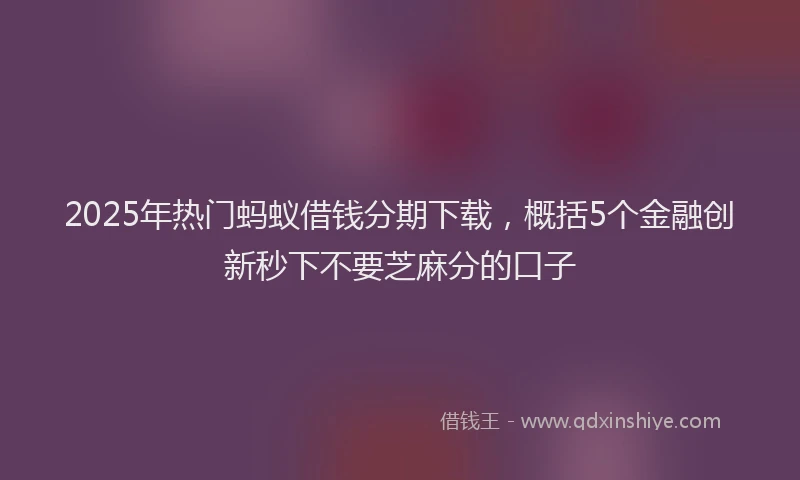 2025年热门蚂蚁借钱分期下载，概括5个金融创新秒下不要芝麻分的口子