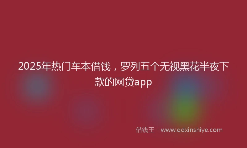 2025年热门车本借钱，罗列五个无视黑花半夜下款的网贷app