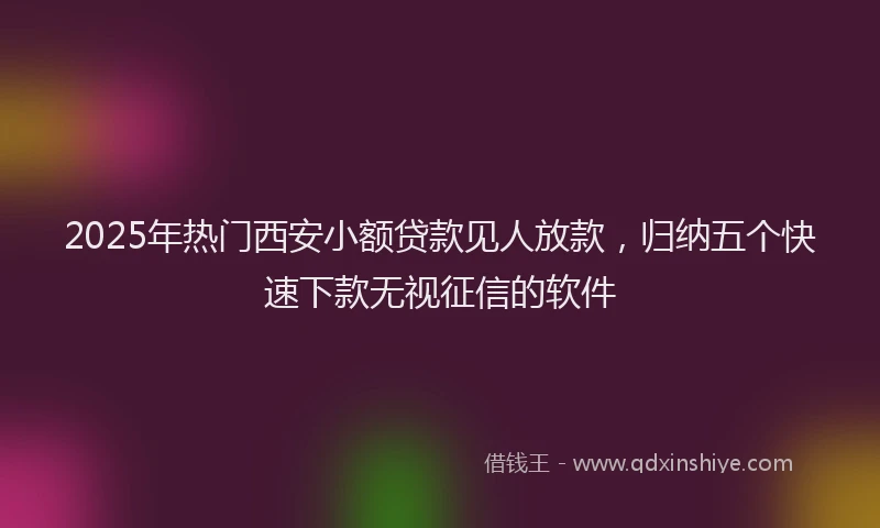 2025年热门西安小额贷款见人放款，归纳五个快速下款无视征信的软件